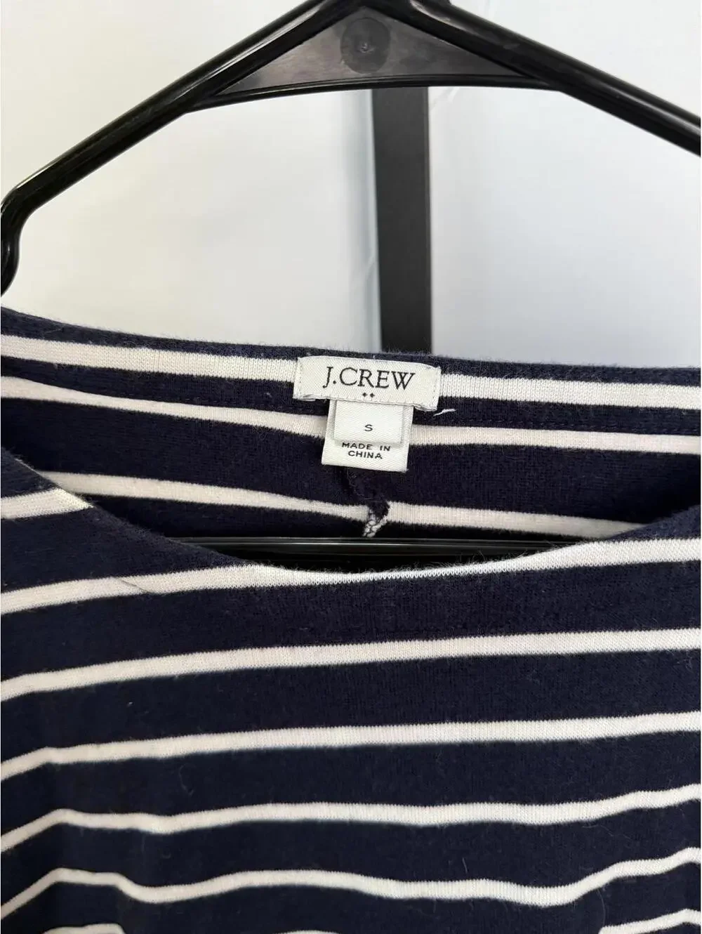 J.Crew Women's Navy and White Striped Long Sleeve Top Size Small